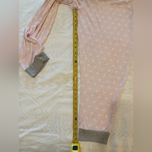 Pillow Talk Pink And White Heart Pajama Set with Gray Trim, Jogger, Size 2X - Picture 10 of 12